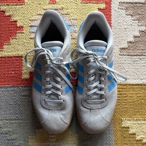 Adidas Light Gray Sneakers with Blue Stripes